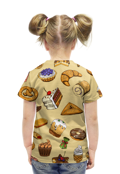 Заказать детскую футболку в Москве. Футболка с полной запечаткой для девочек Сладости от THE_NISE  - готовые дизайны и нанесение принтов.