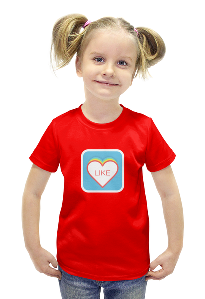 Заказать детскую футболку в Москве. Футболка с полной запечаткой для девочек like сердце от THE_NISE  - готовые дизайны и нанесение принтов.