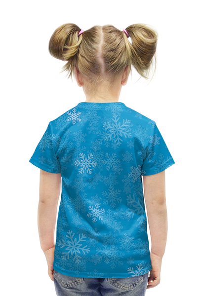 Заказать детскую футболку в Москве. Футболка с полной запечаткой для девочек Снежинки  от ПРИНТЫ ПЕЧАТЬ  - готовые дизайны и нанесение принтов.