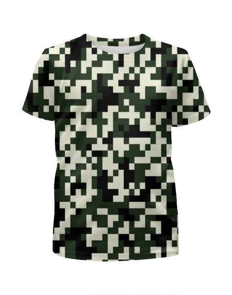 Заказать детскую футболку в Москве. Футболка с полной запечаткой для девочек Зеленые пиксели от THE_NISE  - готовые дизайны и нанесение принтов.
