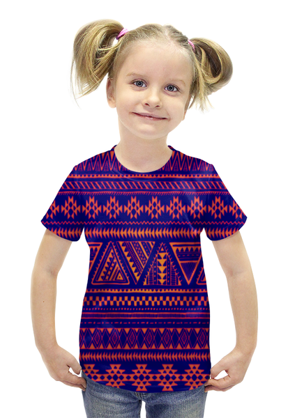 Заказать детскую футболку в Москве. Футболка с полной запечаткой для девочек Геометрический узор от THE_NISE  - готовые дизайны и нанесение принтов.