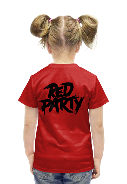 Заказать детскую футболку в Москве. Футболка с полной запечаткой для девочек Red Party от Leichenwagen - готовые дизайны и нанесение принтов.