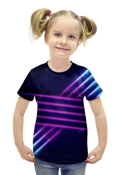 Заказать детскую футболку в Москве. Футболка с полной запечаткой для девочек Абстрактные линии от THE_NISE  - готовые дизайны и нанесение принтов.