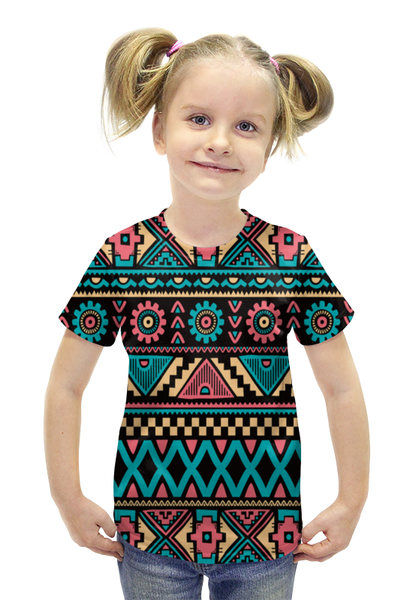 Заказать детскую футболку в Москве. Футболка с полной запечаткой для девочек Красочный орнамент от THE_NISE  - готовые дизайны и нанесение принтов.