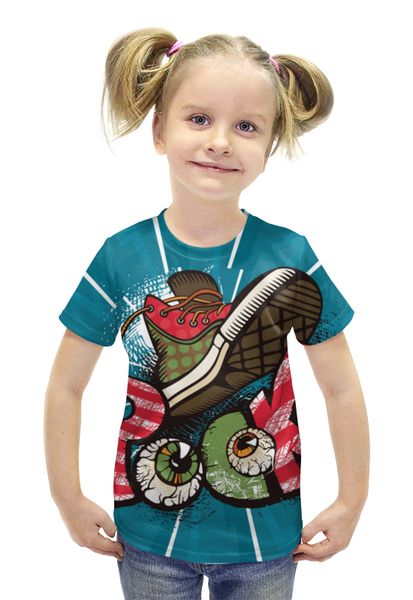 Заказать детскую футболку в Москве. Футболка с полной запечаткой для девочек ROCK  от Jimmy Flash - готовые дизайны и нанесение принтов.