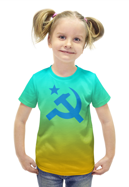 Заказать детскую футболку в Москве. Футболка с полной запечаткой для девочек Советский Союз от THE_NISE  - готовые дизайны и нанесение принтов.