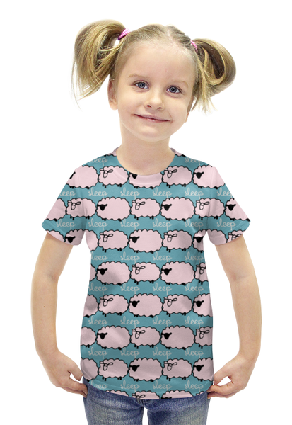 Заказать детскую футболку в Москве. Футболка с полной запечаткой для девочек Спящие овечки от irinavk - готовые дизайны и нанесение принтов.