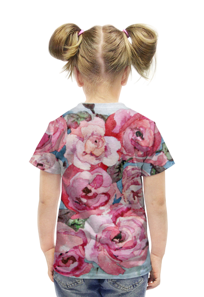 Заказать детскую футболку в Москве. Футболка с полной запечаткой для девочек Розы. Декор от Anna Lomachenko - готовые дизайны и нанесение принтов.