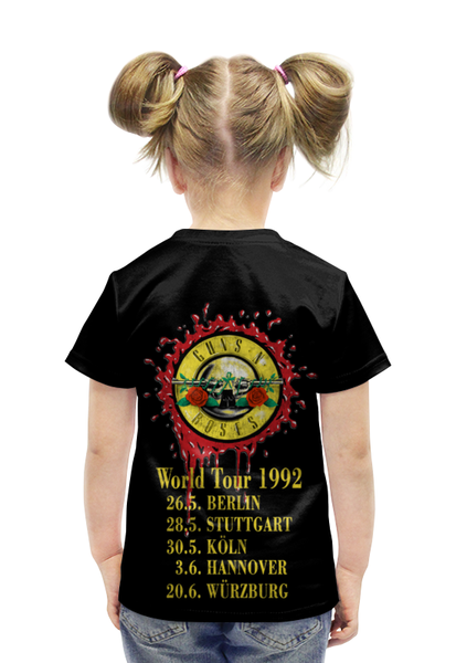 Заказать детскую футболку в Москве. Футболка с полной запечаткой для девочек Guns n' roses от Leichenwagen - готовые дизайны и нанесение принтов.