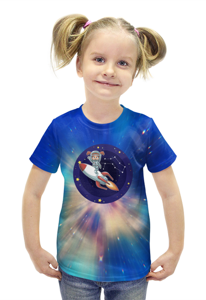 Заказать детскую футболку в Москве. Футболка с полной запечаткой для девочек Космос от THE_NISE  - готовые дизайны и нанесение принтов.
