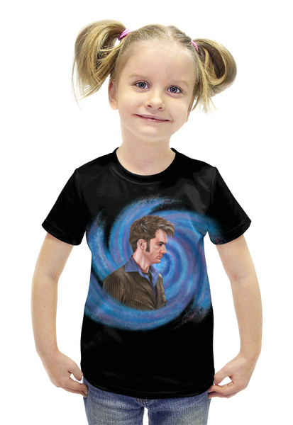 Заказать детскую футболку в Москве. Футболка с полной запечаткой для девочек Десятый Доктор (Tenth 10th Doctor) Вортекс от Madeline Black - готовые дизайны и нанесение принтов.