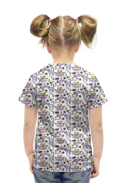Заказать детскую футболку в Москве. Футболка с полной запечаткой для девочек прикольные коты от Amerikanka - готовые дизайны и нанесение принтов.