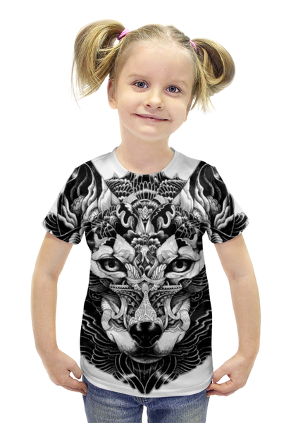 Заказать детскую футболку в Москве. Футболка с полной запечаткой для девочек Волк Отэц 2 от Виктор Гришин - готовые дизайны и нанесение принтов.