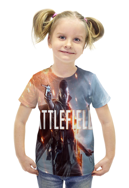 Заказать детскую футболку в Москве. Футболка с полной запечаткой для девочек Battlfefield 1 от skaner24 - готовые дизайны и нанесение принтов.