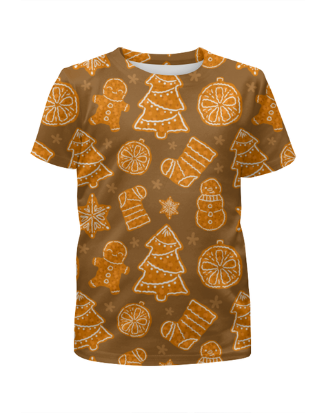 Заказать детскую футболку в Москве. Футболка с полной запечаткой для девочек Christmas dessert от Илья Щеблецов - готовые дизайны и нанесение принтов.