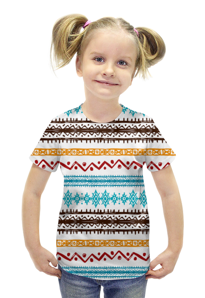 Заказать детскую футболку в Москве. Футболка с полной запечаткой для девочек Этнический  от THE_NISE  - готовые дизайны и нанесение принтов.