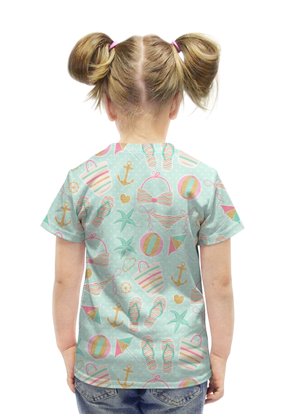 Заказать детскую футболку в Москве. Футболка с полной запечаткой для девочек пляж моря от THE_NISE  - готовые дизайны и нанесение принтов.