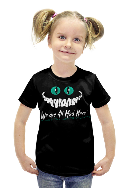 Заказать детскую футболку в Москве. Футболка с полной запечаткой для девочек Чеширский котик  от T-shirt print  - готовые дизайны и нанесение принтов.