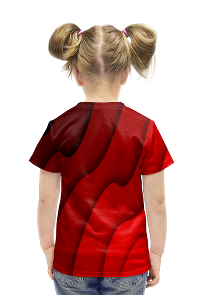 Заказать детскую футболку в Москве. Футболка с полной запечаткой для девочек Красные волны от THE_NISE  - готовые дизайны и нанесение принтов.