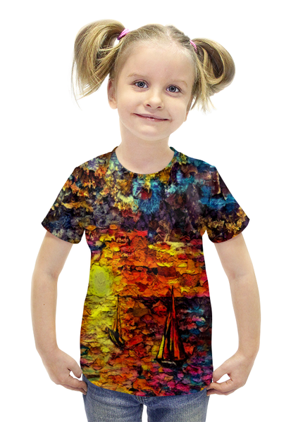 Заказать детскую футболку в Москве. Футболка с полной запечаткой для девочек Корабли от THE_NISE  - готовые дизайны и нанесение принтов.