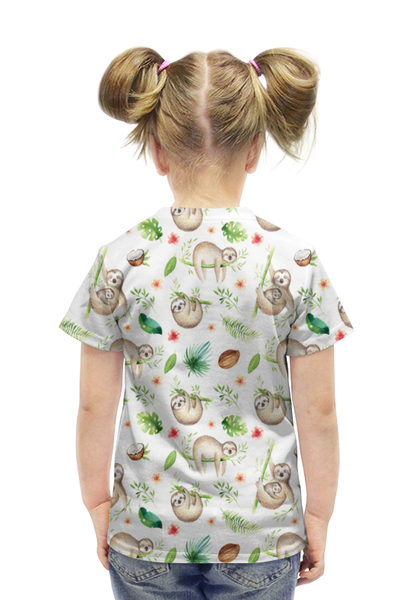 Заказать детскую футболку в Москве. Футболка с полной запечаткой для девочек ленивец от THE_NISE  - готовые дизайны и нанесение принтов.