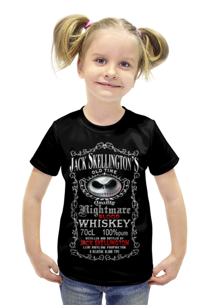 Заказать детскую футболку в Москве. Футболка с полной запечаткой для девочек Jack Skellington's от ПРИНТЫ ПЕЧАТЬ  - готовые дизайны и нанесение принтов.