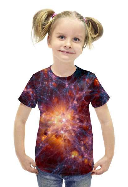 Заказать детскую футболку в Москве. Футболка с полной запечаткой для девочек SPACE от CoolDesign - готовые дизайны и нанесение принтов.