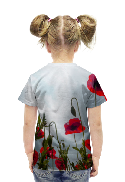 Заказать детскую футболку в Москве. Футболка с полной запечаткой для девочек Поле маков от weeert - готовые дизайны и нанесение принтов.