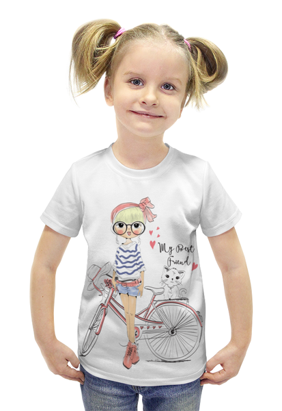 Заказать детскую футболку в Москве. Футболка с полной запечаткой для девочек My Friend от denis01001 - готовые дизайны и нанесение принтов.