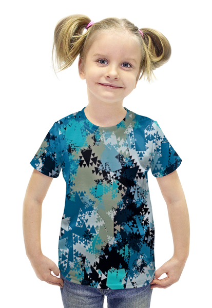 Заказать детскую футболку в Москве. Футболка с полной запечаткой для девочек Треугольники от THE_NISE  - готовые дизайны и нанесение принтов.