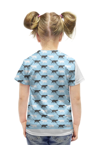 Заказать детскую футболку в Москве. Футболка с полной запечаткой для девочек Котики от svetlanas - готовые дизайны и нанесение принтов.