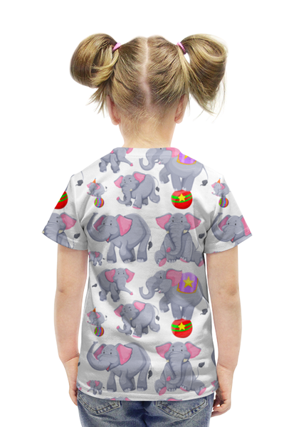 Заказать детскую футболку в Москве. Футболка с полной запечаткой для девочек Слоники от Yaroslava - готовые дизайны и нанесение принтов.
