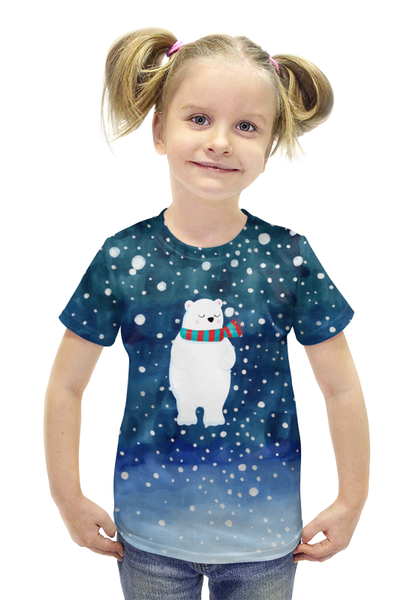 Заказать детскую футболку в Москве. Футболка с полной запечаткой для девочек медведь от THE_NISE  - готовые дизайны и нанесение принтов.