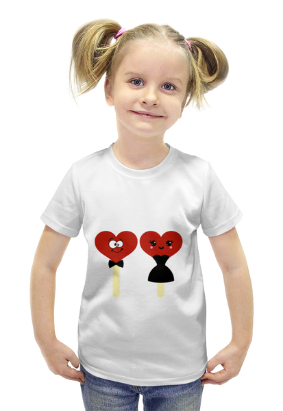 Заказать детскую футболку в Москве. Футболка с полной запечаткой для девочек Влюбленные  от pavlova_natali96@mail.ru - готовые дизайны и нанесение принтов.