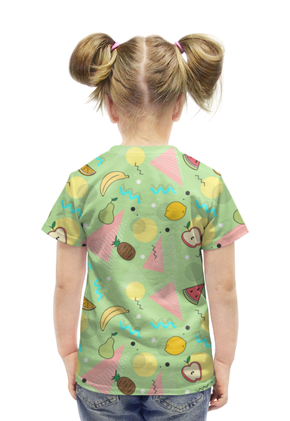 Заказать детскую футболку в Москве. Футболка с полной запечаткой для девочек фрукты от THE_NISE  - готовые дизайны и нанесение принтов.
