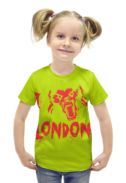 Заказать детскую футболку в Москве. Футболка с полной запечаткой для девочек Я люблю Лондон  от ПРИНТЫ ПЕЧАТЬ  - готовые дизайны и нанесение принтов.