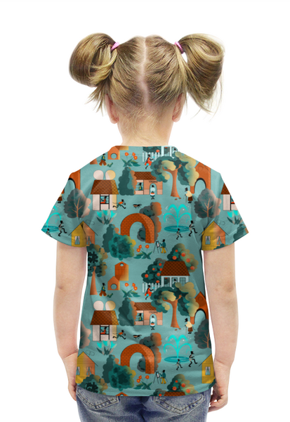 Заказать детскую футболку в Москве. Футболка с полной запечаткой для девочек МЫШГОРОД от ELENA ZHARINOVA - готовые дизайны и нанесение принтов.