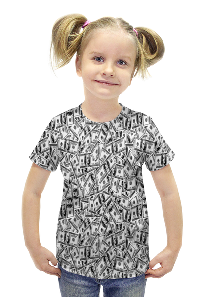 Заказать детскую футболку в Москве. Футболка с полной запечаткой для девочек Доллар от THE_NISE  - готовые дизайны и нанесение принтов.