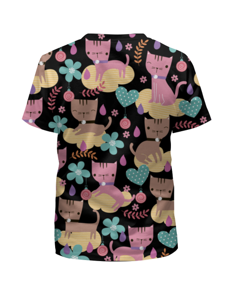 Заказать детскую футболку в Москве. Футболка с полной запечаткой для девочек Весёлые котята от Amerikanka - готовые дизайны и нанесение принтов.