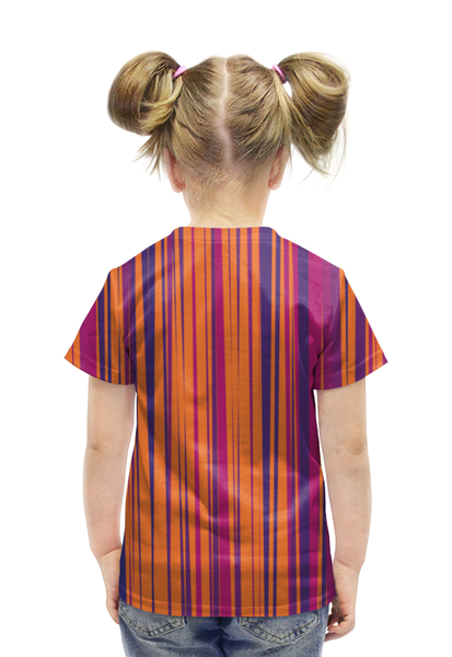 Заказать детскую футболку в Москве. Футболка с полной запечаткой для девочек Полосатая абстракция от BeliySlon - готовые дизайны и нанесение принтов.