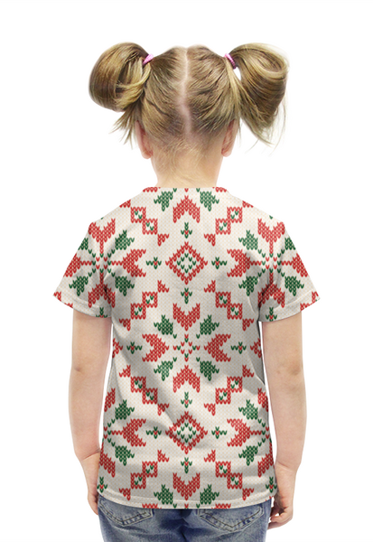 Заказать детскую футболку в Москве. Футболка с полной запечаткой для девочек Вязаный узор от FireFoxa - готовые дизайны и нанесение принтов.