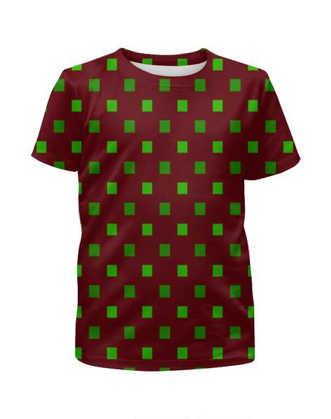 Заказать детскую футболку в Москве. Футболка с полной запечаткой для девочек Зеленые квадраты от THE_NISE  - готовые дизайны и нанесение принтов.