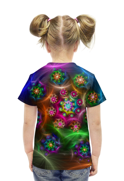 Заказать детскую футболку в Москве. Футболка с полной запечаткой для девочек Красочная абстракция от Leichenwagen - готовые дизайны и нанесение принтов.