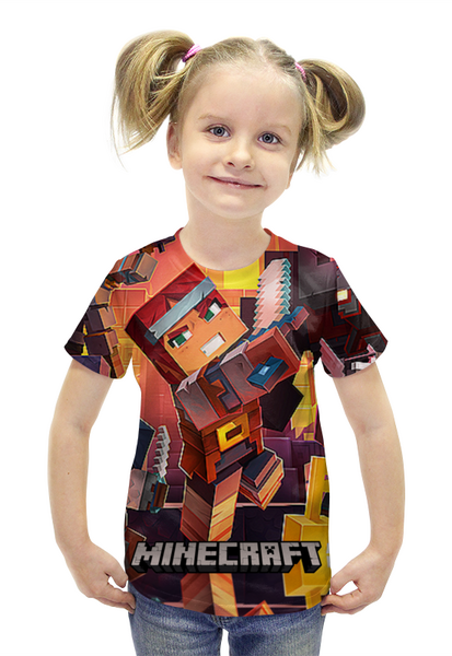 Заказать детскую футболку в Москве. Футболка с полной запечаткой для девочек MINECRAFT от robus - готовые дизайны и нанесение принтов.