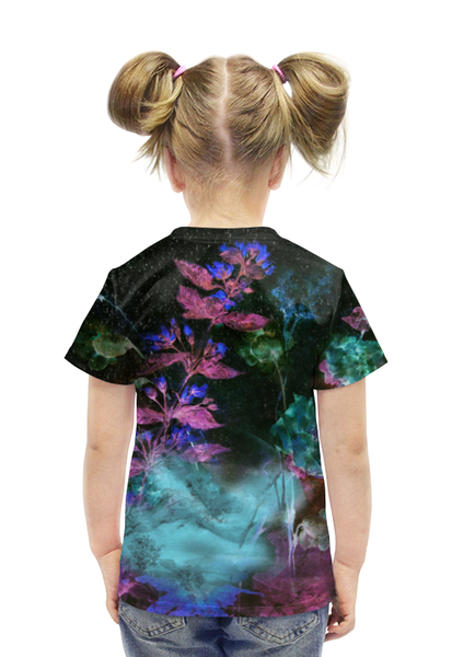 Заказать детскую футболку в Москве. Футболка с полной запечаткой для девочек Светящиеся цветы от Anna Lomachenko - готовые дизайны и нанесение принтов.