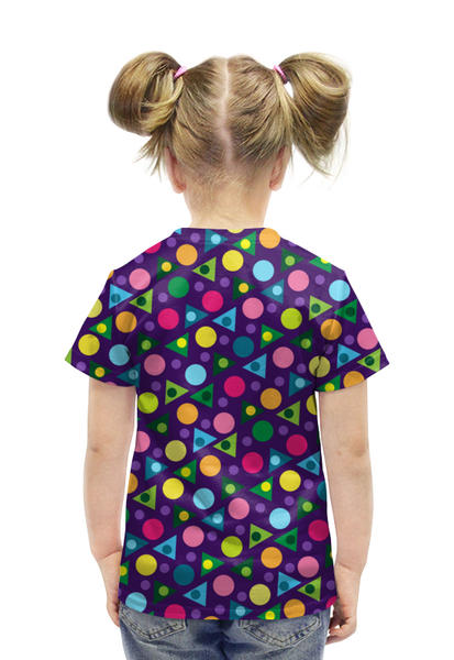 Заказать детскую футболку в Москве. Футболка с полной запечаткой для девочек Пёстрая геометрия от IrinkaArt  - готовые дизайны и нанесение принтов.