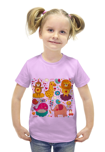 Заказать детскую футболку в Москве. Футболка с полной запечаткой для девочек Зверушки от Ирина - готовые дизайны и нанесение принтов.