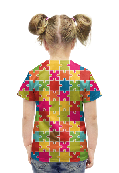 Заказать детскую футболку в Москве. Футболка с полной запечаткой для девочек PUZZLE от Jimmy Flash - готовые дизайны и нанесение принтов.