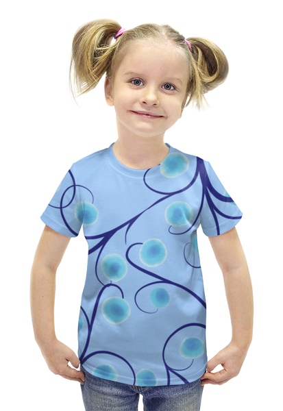 Заказать детскую футболку в Москве. Футболка с полной запечаткой для девочек  зимний узор от THE_NISE  - готовые дизайны и нанесение принтов.