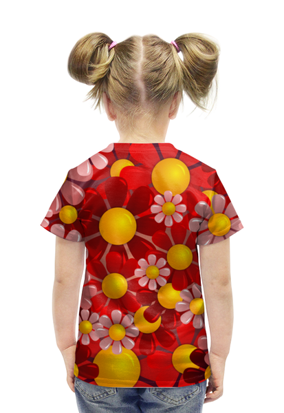 Заказать детскую футболку в Москве. Футболка с полной запечаткой для девочек Ромашки от Romanova - готовые дизайны и нанесение принтов.